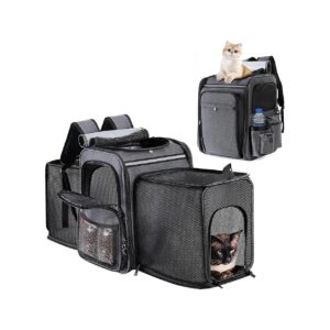 Sided Pet Backpack for Small to Medium Pets up to 20 Lbs with Expandable Dimensions