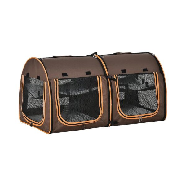 Sided Pet Carrier with 2 Compartments, Soft Cushions, and Storage Bag for Cats