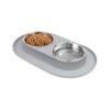 Silicone Base Raised Dog Feeding Station with 2 Stainless Steel Bowls for Easy Mealtime