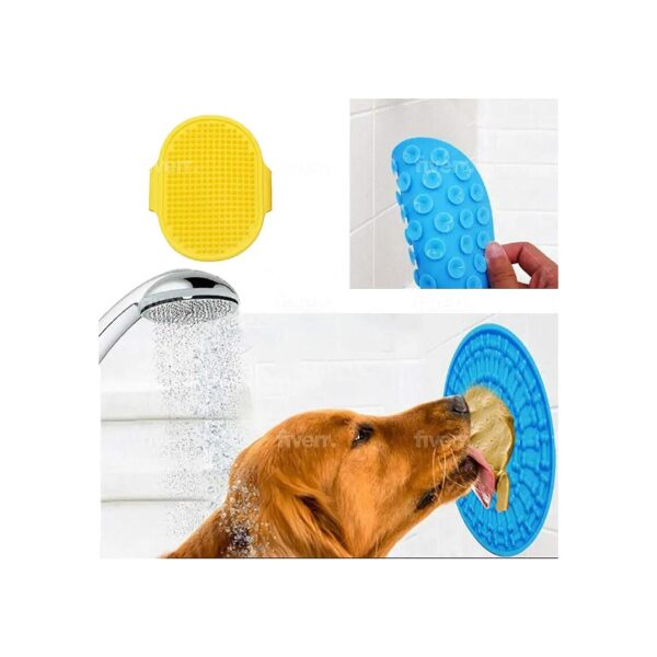 Silicone Dog Lick Mat with Integrated Grooming Brush for Anxiety Relief