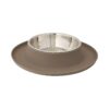 Silicone Food Dishes with Stainless Bowl for Dogs and All Pets, Medium Size, 5 Cups, Grey