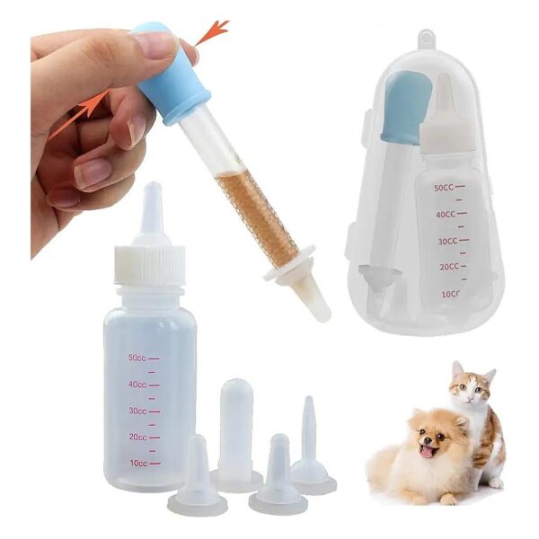 Silicone Pet Feeding Kit with Mini Nipples and Dropper for Small Pets Care