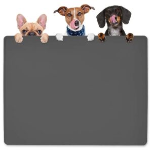 Silicone Pet Food Mat with Pet Dish Tray, Dark Grey, 4'' x 5'' XL Size for Large Pets