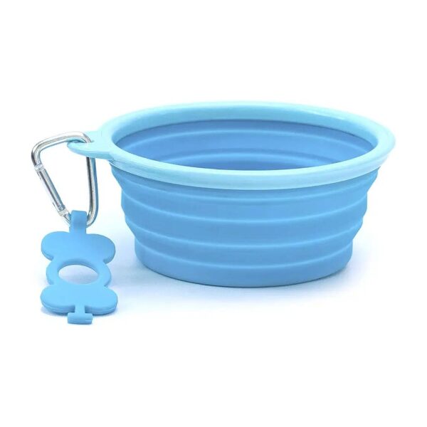 Silicone Pet Travel Bowl with Sturdy 5 Inch Base, Collapsible Design, and Carabiner Clip