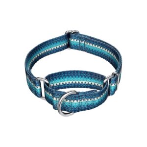 Silky Soft Martingale Dog Collar for Medium to Large Dogs Turquoise Green Pattern