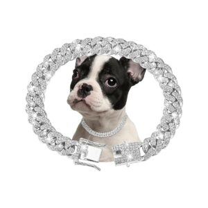 Silver Cat Chain Pet Crystal Collar Jewelry Accessories for Cats Dogs