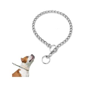 Silver Chrome Plated Stainless Steel Dog Choke Collar for Walking Training