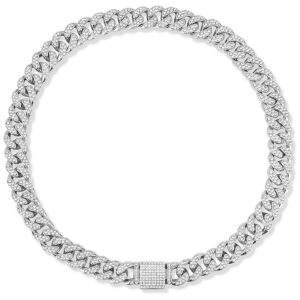 Silver Cuban Collar Chain with Secure Buckle and AAA Zirconia Diamond Decoration for Dogs