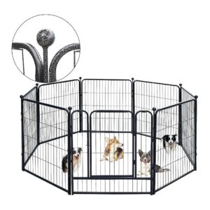 Silver Gray Heavy Duty Folding Dog Playpen for Small Medium Large Dogs with Door