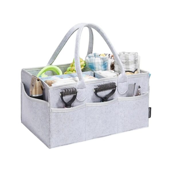 Silver Grey Pet Grooming Tote for Traveling with Portable Dog Grooming Supplies