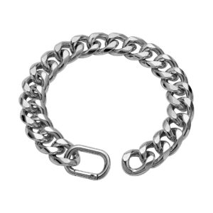 Silver Metal Dog Chain Collar for Small Dogs with 19MM Thick Cuban Link