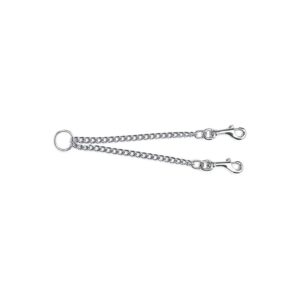 Silver Perimeter Chain Couple Dog Lead Attachment with Leather Construction