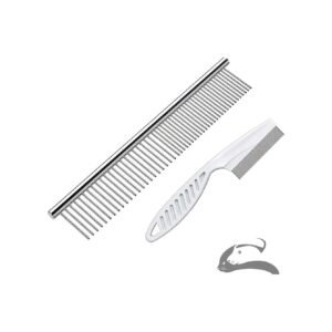 Silver and White Metal Comb for Dogs and Cats to Prevent Shedding and Knotting