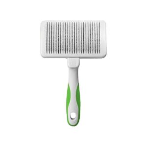 Silver and White Pet Grooming Brush for Deshedding Fur