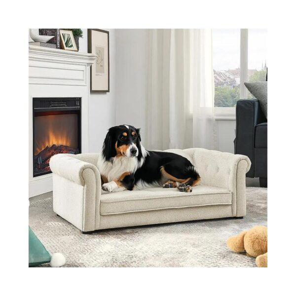 Simple and Chic Pet Sofa for Small to Medium Breeds with Soft Sponge and Linen