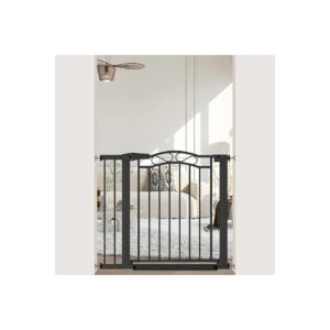 Simple and Effective Metal Baby Gate with Door for Stairs and Doorways, 04-80 Inches Wide