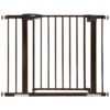 Simple and Safe 29-40 Metal Dog Gate with Wooden Pattern Pressure Mount for Homes