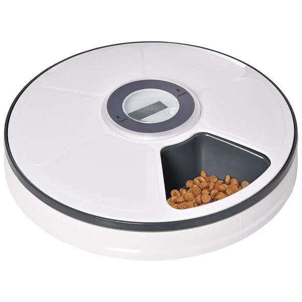 Six Meal Automatic Feeder for Cats and Small Dogs with Digital Display and Timer