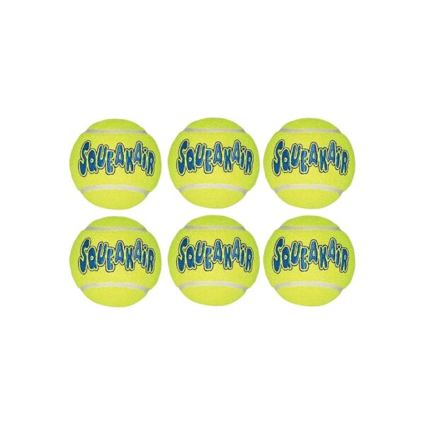 Six Pack of Large Air Squeaker Tennis Ball Dog Toys for Play