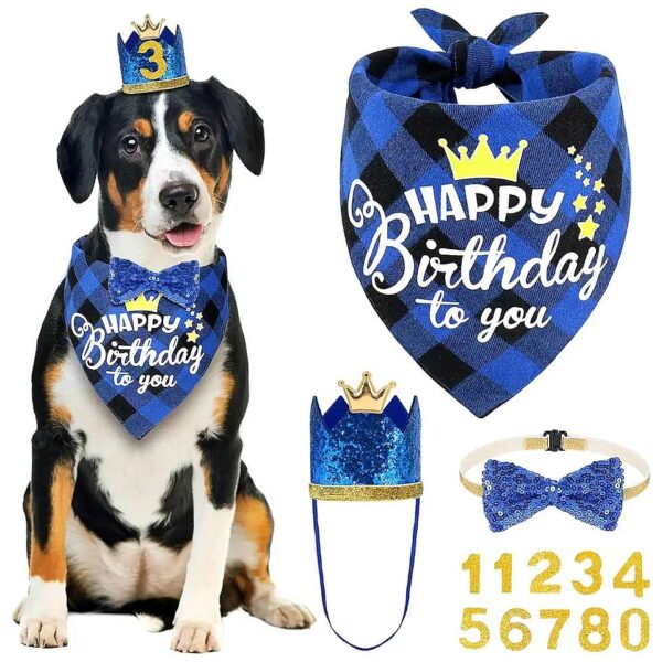 Size Dog Birthday Party Decorations with Reversible Print and Plaid Back