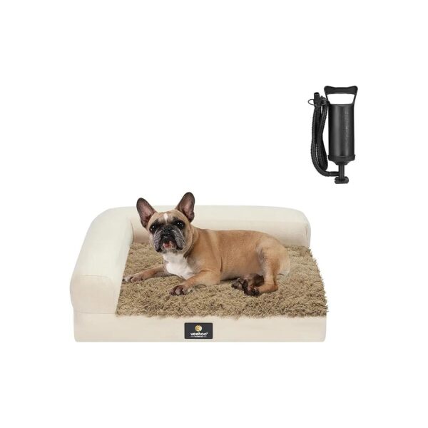 Sized Dog Bed with Orthopedic Support, Waterproof Air Mattress, and L-Shaped Bolster