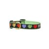 Sized Dog Collar with Brass Buckle and Colorful Hearts Pattern