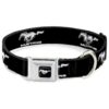 Sized Dog Collar with Ford Mustang Logo REPEAT Pattern, 1" Wide Buckle