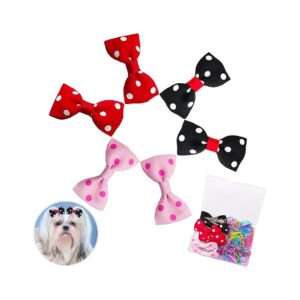 Sized Dogs, 6Pcs/3 Pairs Hair Clips with Bows and Rubber Bands