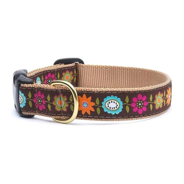 Sized Floral Pattern Dog Collar with 12-18 Inches Adjustable Length