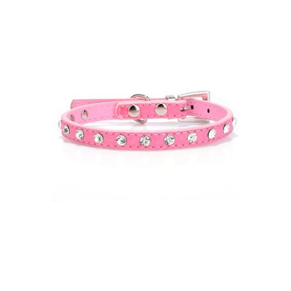 Sized Pet Rhinestone Dog Collar with Adjustable Sizing and 11-14 Clear Crystals