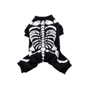 Skeleton Dog Cat Costume Coat for Small Medium Dogs Cats Halloween Party Sweater Jumpsuit