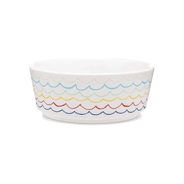 Sketched Wave Ceramic Food and Water Bowl for Small to Medium Breed Dogs