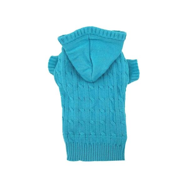 Sky Blue Classic Dog Sweater for Large Breeds with Hood and Cotton Lining