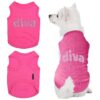 Sleeveless Pet Vest Parisian Pet Diva Dog T-Shirt Breathable Pink Dog Clothes