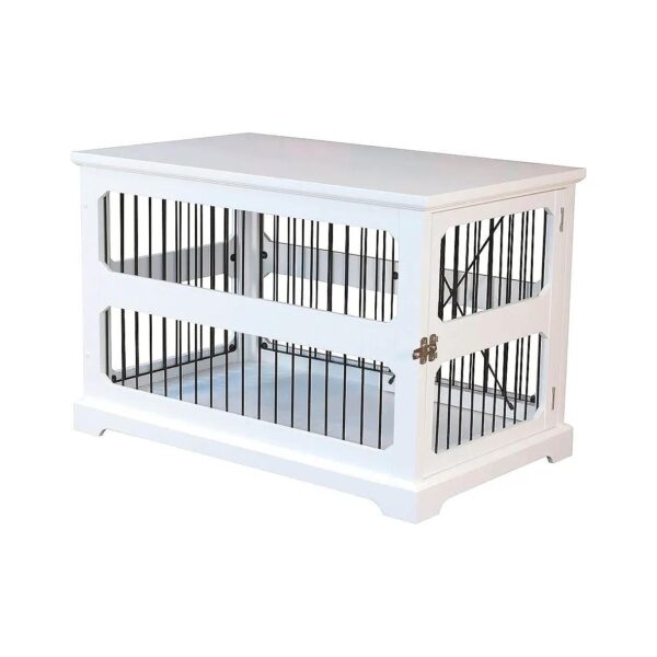 Sliding Panel Pet Crate with Storage Table and Strong Metal Frame