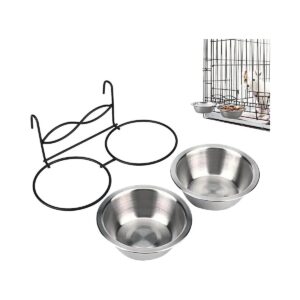 Slip Dog Bowls 2 Pack for Easy Feeding with Hanging Cage and Detachable Bowls