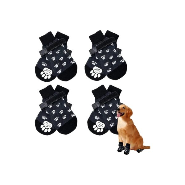 Slip Dog Socks with Grips for Medium Size Paws on Hardwood Floors - 4 Pairs