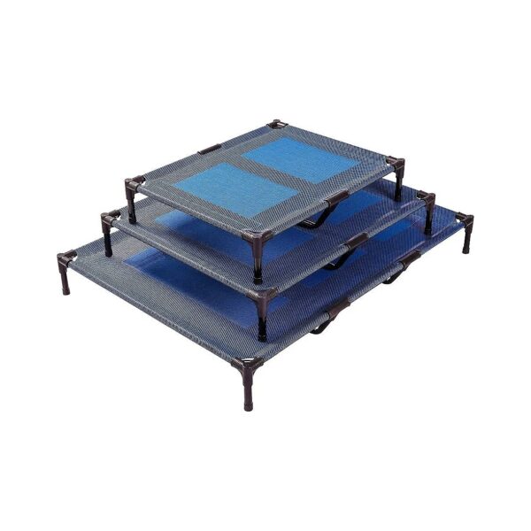 Slip Elevated Dog Bed with Cooling Function, Navy Blue, Large