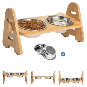 Slip Elevated Pet Feeding Station with Stainless Steel Bowl for Small Dogs and Cats