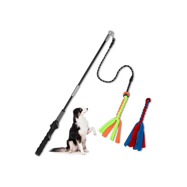 Slip Handle Teaser Wand for Small Medium Large Dogs Outdoor Exercise and Training