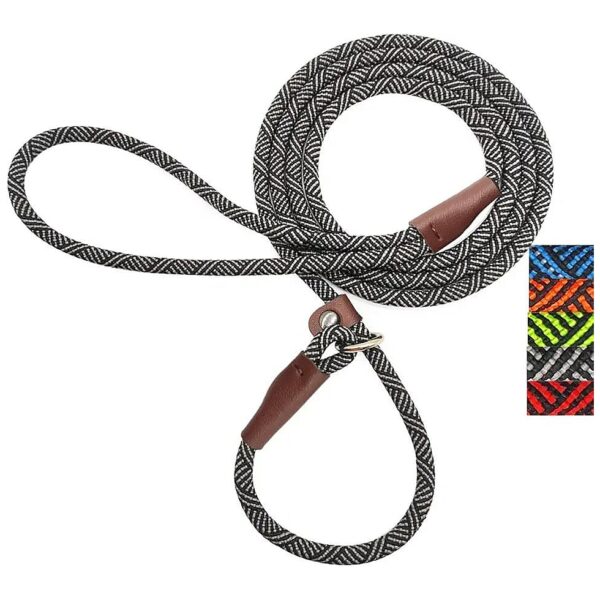 Slip Lead Dog Leash for Small and Medium Dogs - 1/4" x 5ft Black Nylon Adjustable No Pull