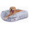 Slip Orthopedic Dog Bed, Cozy Faux Fur Square Plush Bed for Pet Comfort and Relaxation