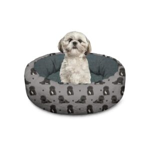 Slip Polyester Pet Bed for Small Dogs with Round Donut Shape and Washable Material