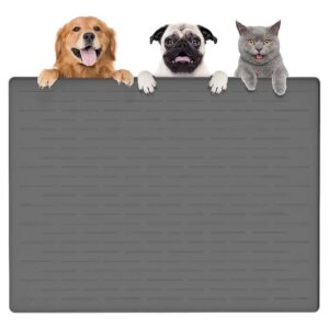 Slip Silicone Pet Mat for Floors, 5" x 5", Dark Gray, for Dogs and Cats