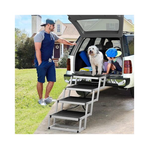 Slip Surface Aluminum Dog Steps for Cars SUV Trucks High Beds Supporting up to 200 Pounds