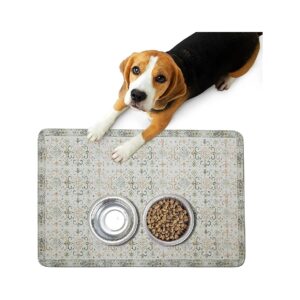 Slip Waterproof Pet Food Mat with Bohemian Pattern, Perfect for Small Pets and Indoor Use