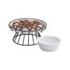 Slow Down Eating Ceramic Feeder Pet Bowl with Metal Stand for Cats and Dogs