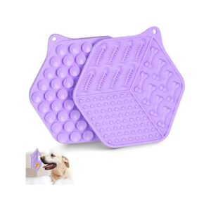 Slow Feeder Cat and Dog Bowls Purple Food Grade Silicone Mat for Easy Mealtime