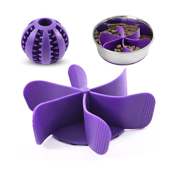 Slow Feeder Dog Bowl Insert with Strong Suction Cups for Regular and Elevated Bowls