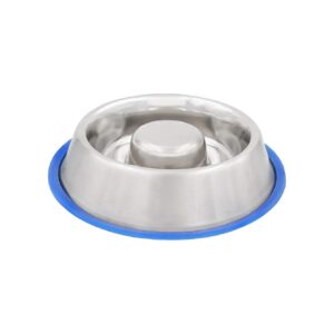 Slow Feeder Stainless Steel Bowl with Non Slip Rubber Bottom for Cats and Dogs